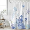 thumbnail image 4 of Purple Coastal Bathroom Shower Curtains with 12 Hooks Waterproof Shower Curtain for Stalls and Bathtubs Summer Ocean Coral Jellyfish Seahorse Starfish Decorative Bathroom Privacy Curtain 36x72 Inches, 4 of 9