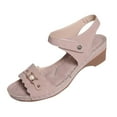 thumbnail image 2 of Viluyesy Women's Low Heels Sandals, Soft Sole Ankle Strap Open Toe Summer Casual Comfortable Shoes Pink, 2 of 4