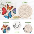 thumbnail image 4 of Yayeee 6 PCS Drink Coasters with Holder Set Woven Absorbent Round Tabletop Hot Pad, Butterfly, 4 of 7