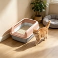 thumbnail image 5 of Open Top High Side Cat Litter Box, Semi-Enclosed Removable Pet Litter Tray, High-Sided Design Prevents Urine Leakage, Non-Stick, Easy to Clean, Indoor Cats Litter Pan, 5 of 6