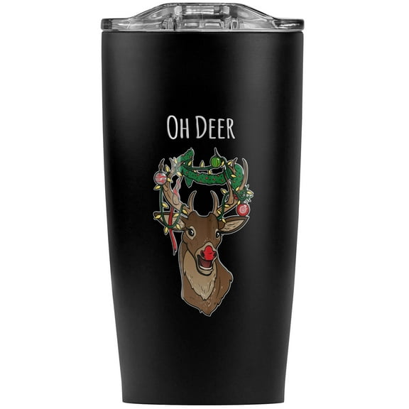 Oh Deer Dear Christmas Holidays Funny Stainless Steel 20 oz Travel Tumbler, Vacuum Insulated & Double Wall with Leakproof Sliding Lid | Great for Coffee/Hot Drinks and Cold Beverages