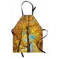 thumbnail image 1 of Nature Apron Autumn Fall Season Trees Forest Leaves Branches Sunbeams Art Photo, Unisex Kitchen Bib Apron with Adjustable Neck for Cooking Baking Gardening, Earth Yellow Sand Brown, by Ambesonne, 1 of 3