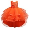 thumbnail image 3 of Akiihool Flower Girl Dress Girls Dress Sequined Mesh Tutu Skirt Flowert Embroidered Dress Dance Performance Dress(Orange,9-10 Years), 3 of 9