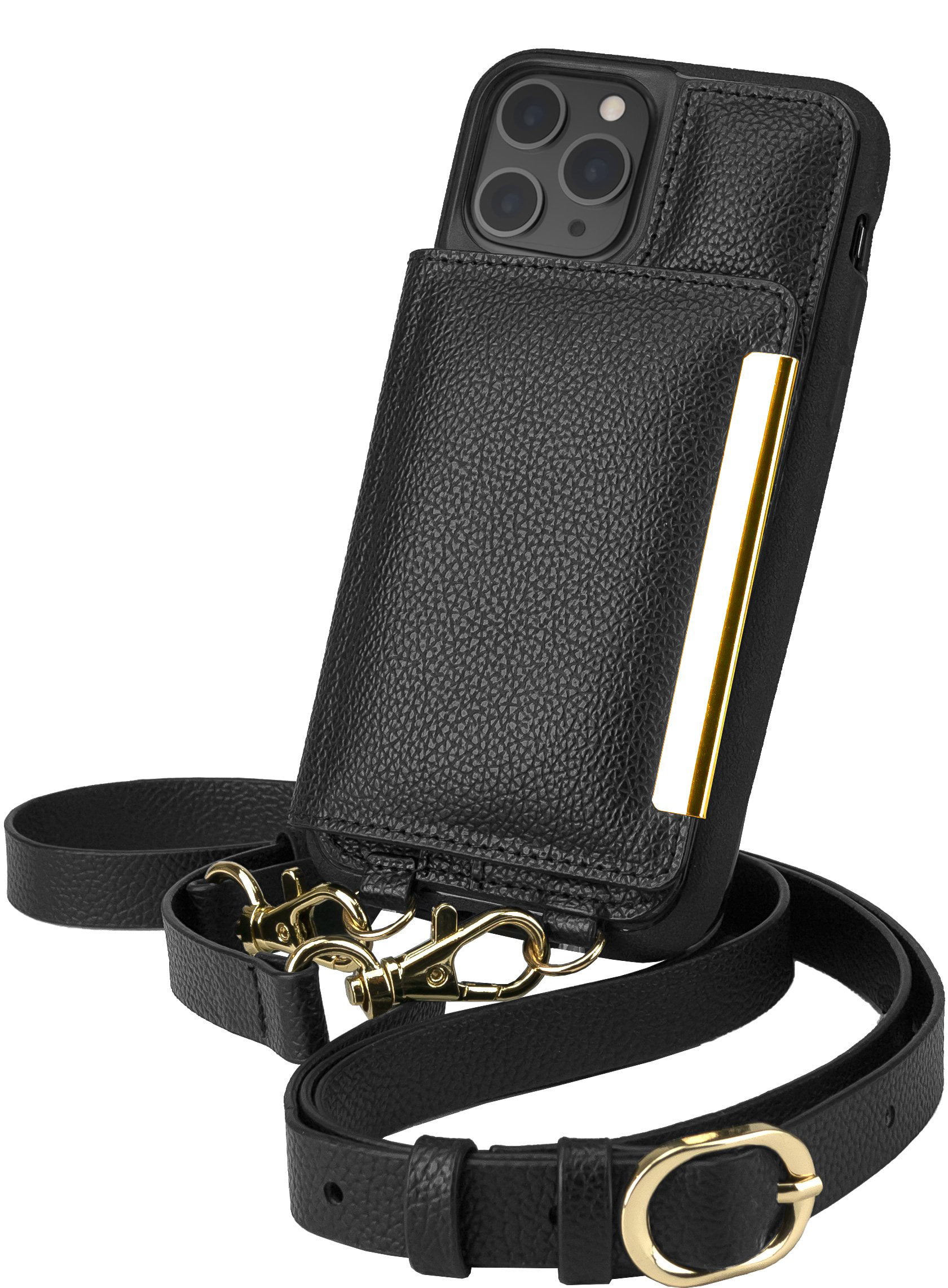 Rose Gold KIHUWEY iPhone 11 Crossbody Case with Wallet Card Holder,Kickstand Wrist Strap Shoulder Cross Body Zipper Purse Bag Cover Case 