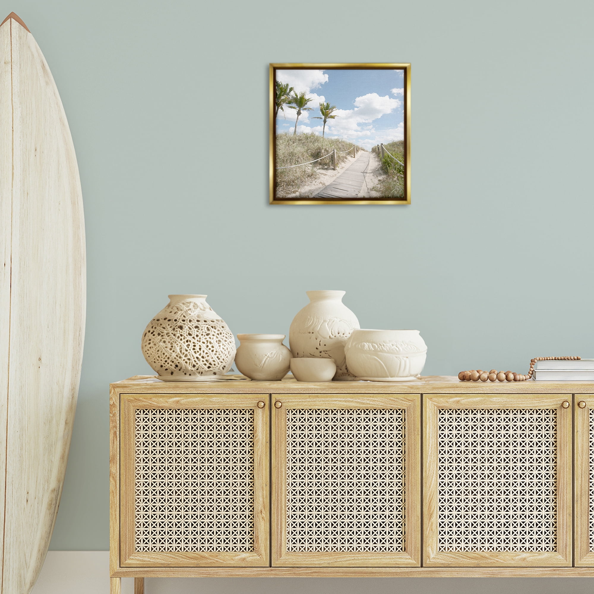 Stupell Industries Stroll In Dunes Landscape Landscape Painting Gold Floater Framed Canvas Art Print Wall Art, 18 x 18