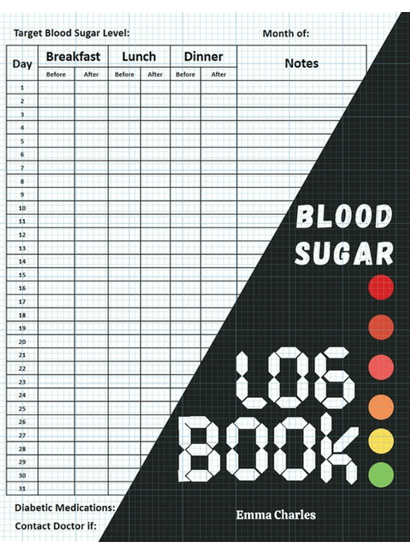 Blood sugar logbook: Large print diabetic diary for glucose level monitoring & Tracking (Paperback)