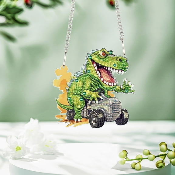 Driving Dinosaur Diamond Art Painting Kit Pendant