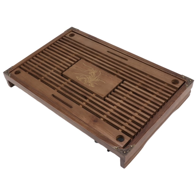 Bandeja De Té China Con Un Drenaje De Agua, Té Tradicional Hecho De Con Techo Almacenado, Bandeja Para Servir Té De Bambú Para Familiares Y Amigos