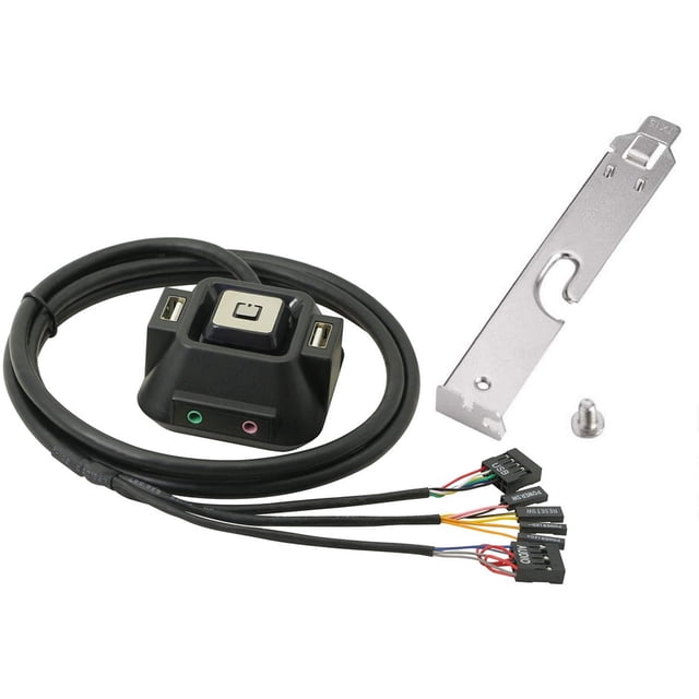 Commutateur de Boîtier d'Ordinateur de Bureau, Réinitialisation Bouton HDD avec Ports USB Doubles, Bouton d'Alimentation, Ports Audio pour Boîtier PC de Bureau, 1 * Commutateur de Bureau avec baffle, Noir