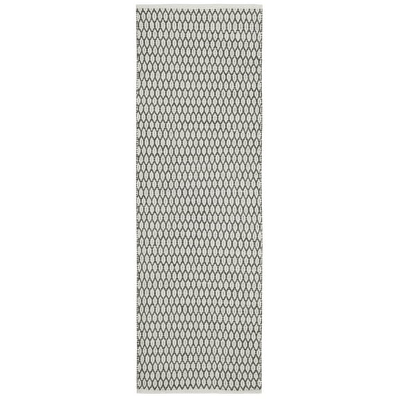 SAFAVIEH Montauk Crystal Geometric Cotton Runner Rug, Charcoal/Ivory, 2'3" x 11'