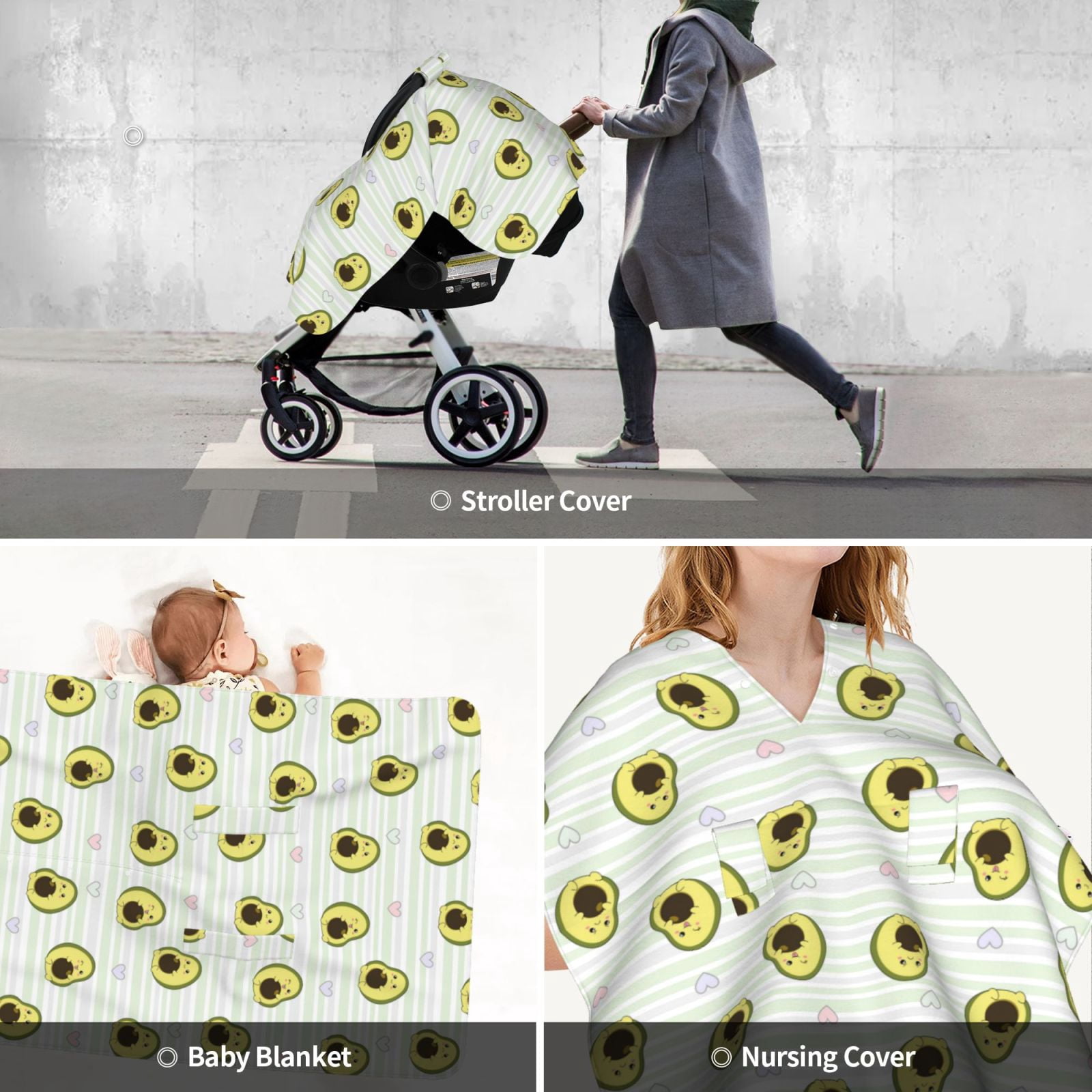 Car Seat Cover Baby - Avocado of a Hear Breathable Infant Car Seat Cover for Baby Carseat, Lightweight Comfort Baby Essentials Must Haves Newborn Stuff for Girl Boy