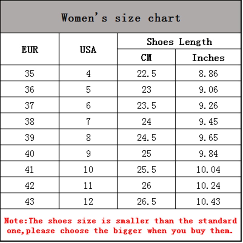 Walmart Shoe Size Chart Canada