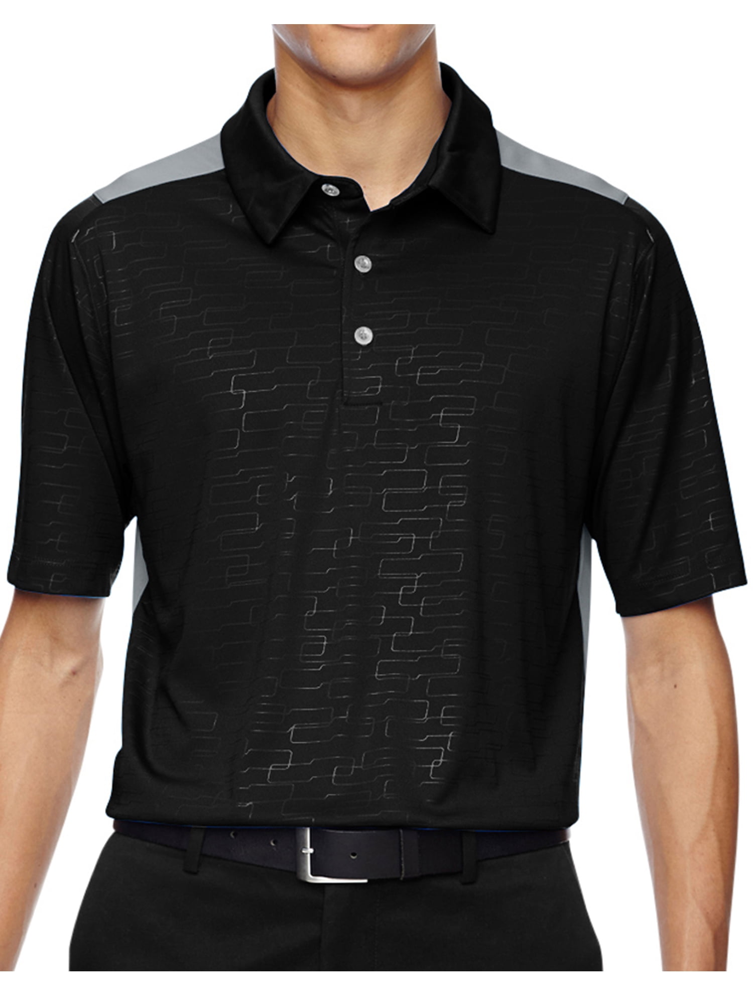 Mens Premium Embossed Print Polo Shirt Black, Small Walmart Canada