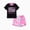 Hot Pink, variant on Kid Girl 2 Pieces Outfits Color Block Short Sleeve T-Shirt and Athletic Shorts Summer Set Sizes 5-12