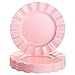 thumbnail image 3 of Elegant Plastic Plates for Party with Scalloped Rim (10 PC), Disposable Heavy-Duty Cake Plates for Wedding Reception - 8.75”, Fancy Plastic Dinnerware Sets for Baby Showers, Birthdays & Events - Pink, 3 of 4