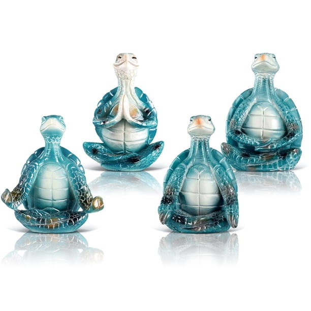 Set de resina para decoración de yoga con forma de tortuga marina, figurine Briwooody, 4 unidades