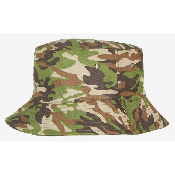 Hurley Men's Small Embroidered Logo Camouflage Bucket Hat Cap - Green Camo