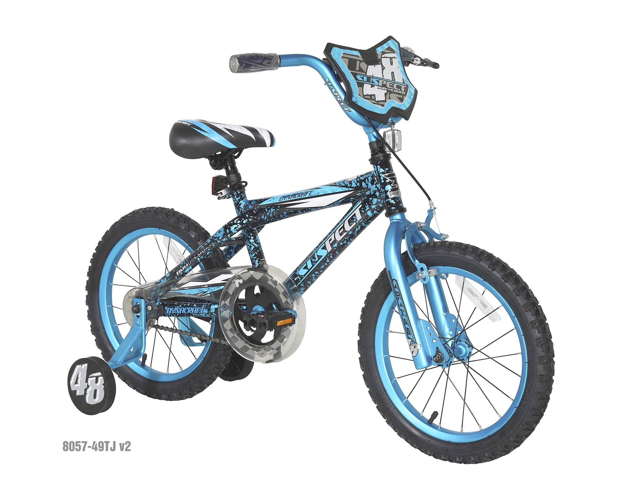 16" Boys BMX Bike Blue Steel Frame Kids Bicycle Motocross Style Training Wheels 
