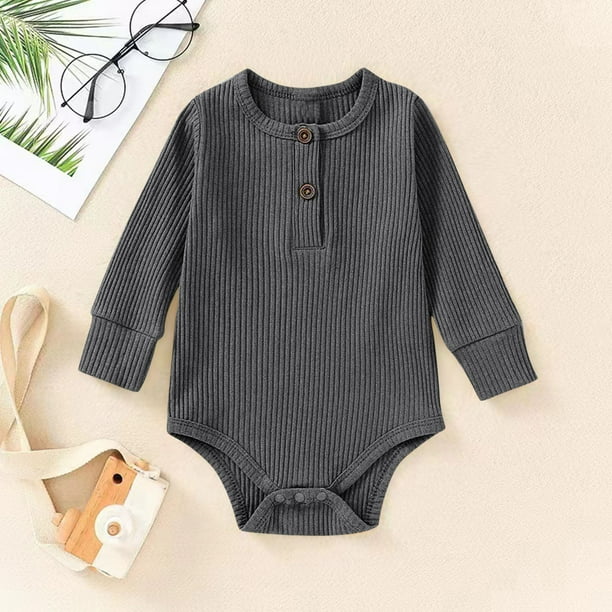 Ropa cómoda para bebés de color sólido, de manga larga, para gatear, de algodón para niños.