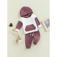 thumbnail image 3 of Mialoley Ensemble d'Automne pour Bébés Filles Garçons, Sweat à Capuche Patchwork à Manches Longues + Pantalon à Cordon de Serrage Uni, 3 of 9