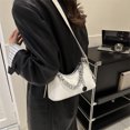 thumbnail image 4 of Moda minimalista de invierno 2025, tendencia casual, bolso de vaquero PU de un solo hombro en color sólido, estilo medialuna, para mujer., 4 of 10