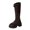 Brown, variant on Black Women'S Fashion Knee High Boots Round Toe Low Heel Boots Solid Color Front Zipper Thick Heel Casual Winter Outdoor Indoor Shoes 1 Pair Foot Length 24.5Cm/9.65In