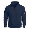 thumbnail image 6 of Men's Fleece Round Neck Pullover, Solid Color Hoodie Fleece Jacket for Winter, Outdoor Activities, Camping and Cold Weather Protection,Navy,3XL, 6 of 6