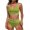 Green, variant on Women's Bikini Set High Waist Two Piece Swimsuit with Removable Pads Hawaiian Tropical Print Ruffles Beach Bathing Suit, Blue M