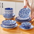thumbnail image 6 of MALACASA 16 Piece Dinnerware Set for 4, Hand Painted Blue and White Porcelain Dish Set, Plates and Bowls Sets Safe for Dishwasher, Dishes, 6 of 8
