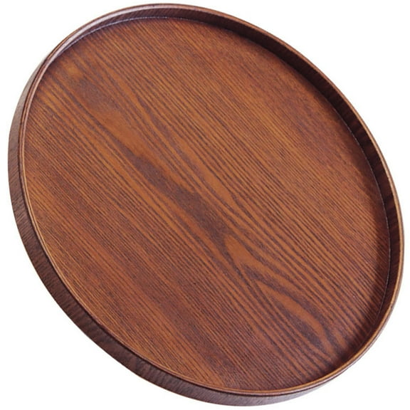 Round Wooden Serving Tray Wood Plate Platter Dinner Serving Tray Snack Tray