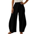 thumbnail image 4 of IYYVV Womens Elastic High Waist Wide Leg Barrel Pants Flowy Baggy Balloon Trousers Summer Beach Pants Vacation Black XL, 4 of 5