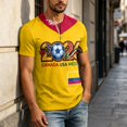 thumbnail image 5 of 2026 Soccer Cup Retro Jersey Henley for Men, Short Sleeve Button Neck Graphic Tee with Country Flag & Ball Print for Game Day & Summer Casual Blue L, 5 of 7
