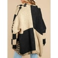 thumbnail image 4 of Long Sleeve Color Block Plaid Cardigan Oversized Knit Front Cardigan Jacket Women's Plaid Sweater, 4 of 6