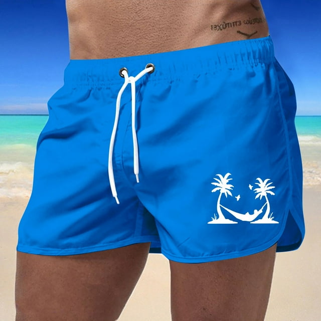 WILLBEST Short de Plage Imprimé Arbre de Coco en Polyester pour Hommes Sports Mode Loisirs Voyage