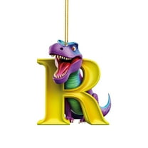 KCEHTA Christmas Dinosaur Ornaments, 26 Letter Cute Cartoon Dinosaur Christmas Tree Decorations, Dinosaur Ornaments for Christmas Tree, Dinosaur Acrylic Christmas Tree Holiday Ornament