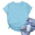 thumbnail image 2 of AherBiu Summer Tops for Women Short Sleeve Comfy Basic Top Tees Tshirt Crewneck Dailywear Undershirt, 2 of 5