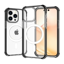 TECH CIRCLE Shockproof Rubber Clear Back Case Compatible with MagSafe Cover for iPhone 14 Pro Max 
 (Black)