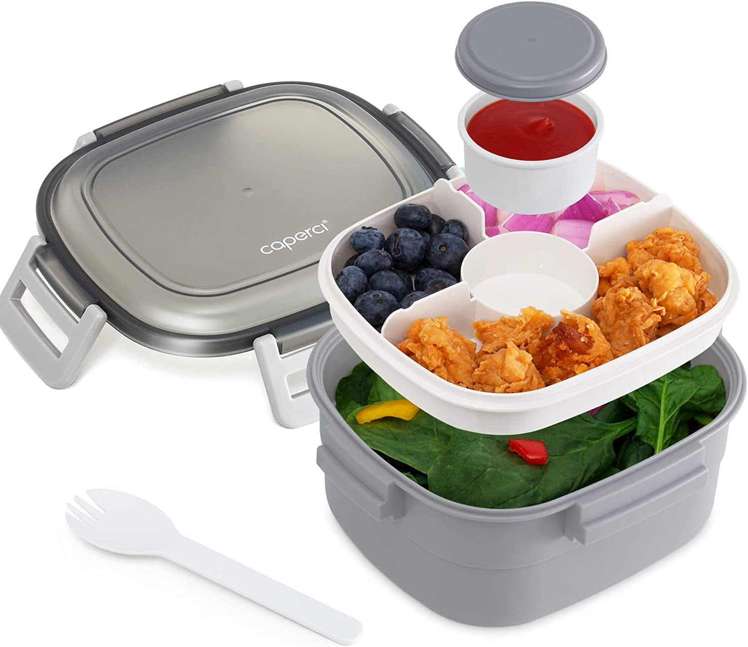 Buy Caperci Superior Salad Container for Lunch To Go - Large 55-oz