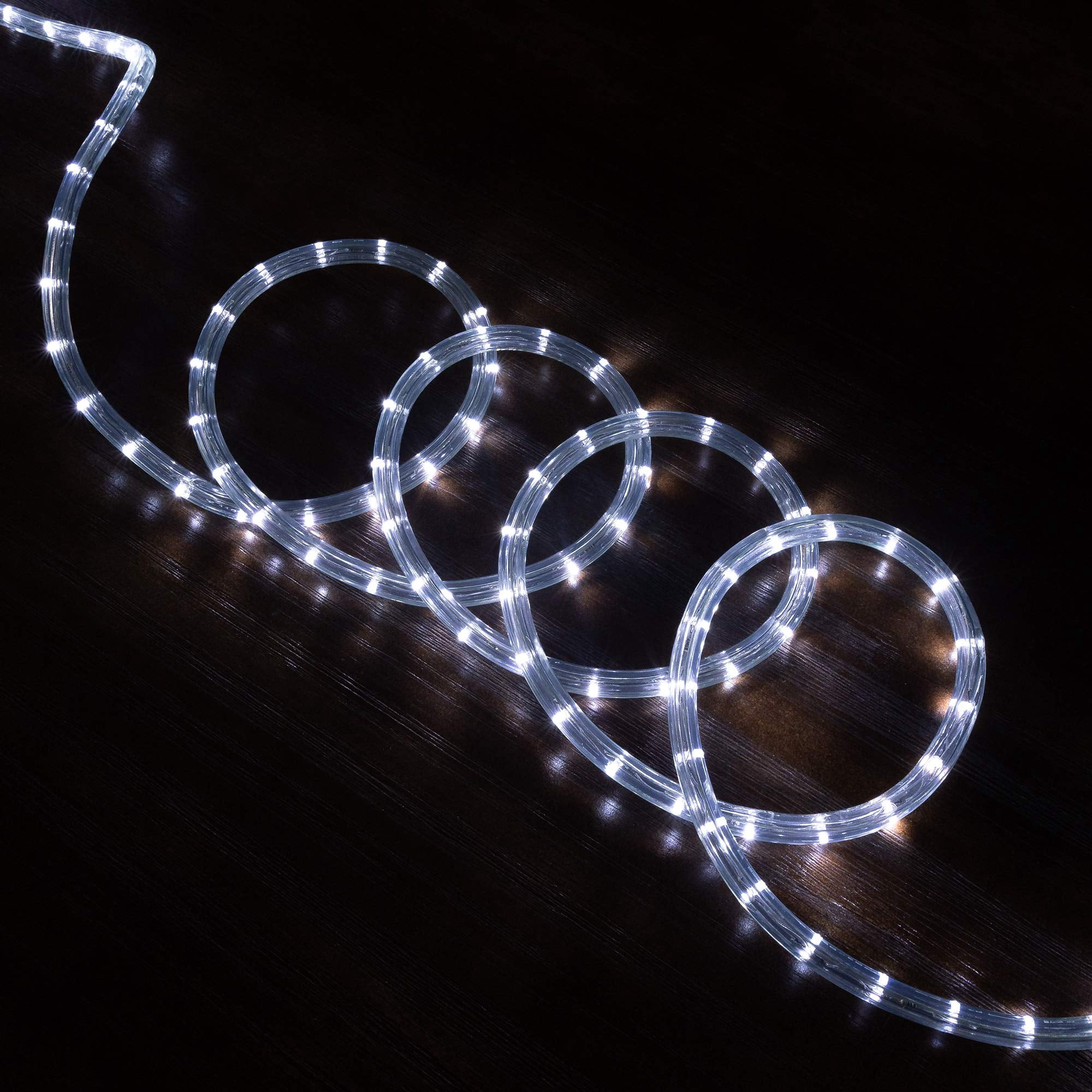 West Ivory 190LEDs, 25ft Cool White Outside LED Rope Light, 8 Modes, Connectable Outdoor Permanent Waterproof Accent Exterior Lighting, PVC Case, Holiday, Backyard Patio, Home Garden, Decorative
