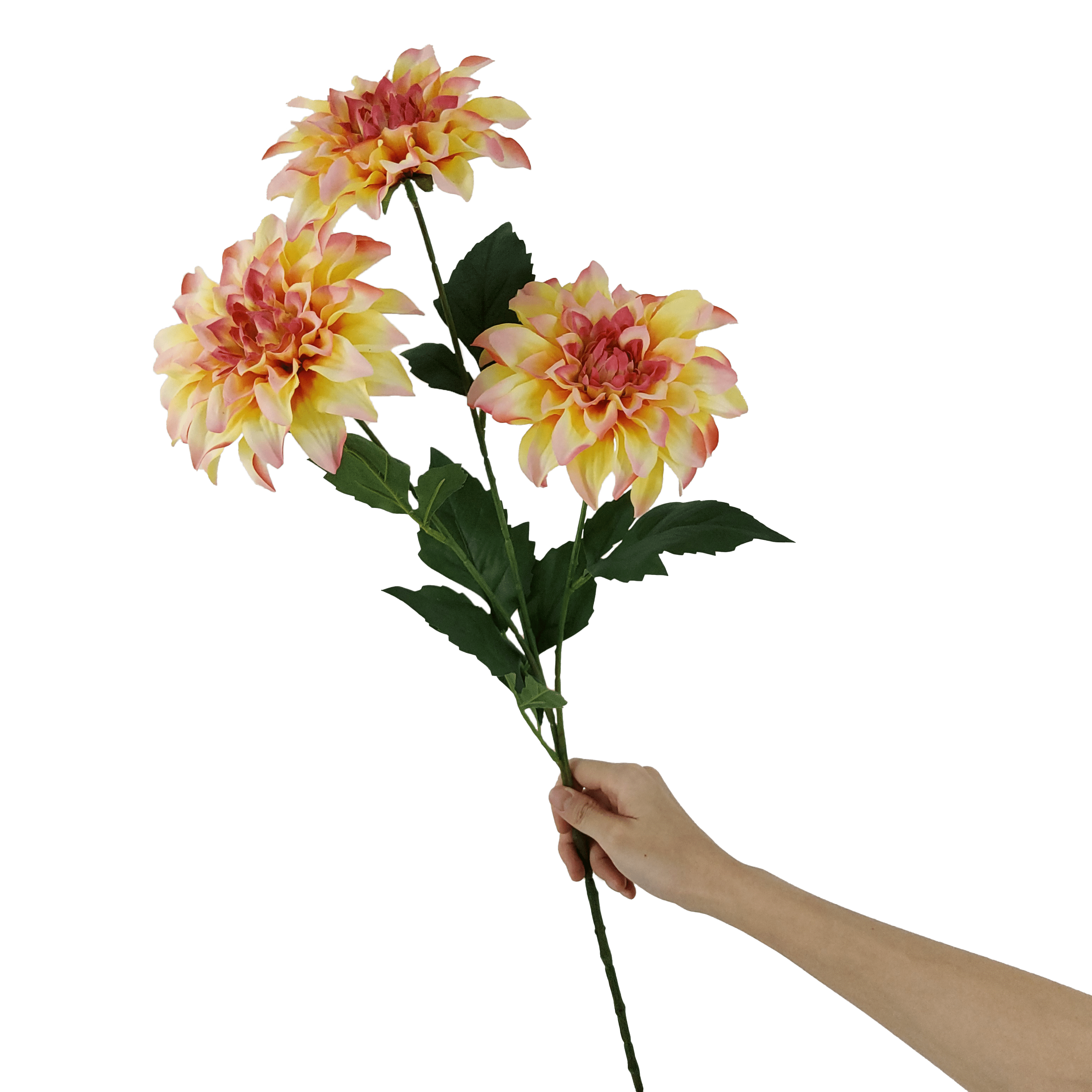 (3 pack) Mainstays Artificial Dahlia Flower Stem, Yellow, 28.75 in
