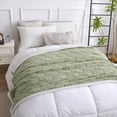 thumbnail image 4 of Fleece King Size Blanket for Sofa Green - Soft Lightweight Plush Cozy Fuzzy Checkered Warm Winter Blanket Microfiber, 80x91 inches, 4 of 6