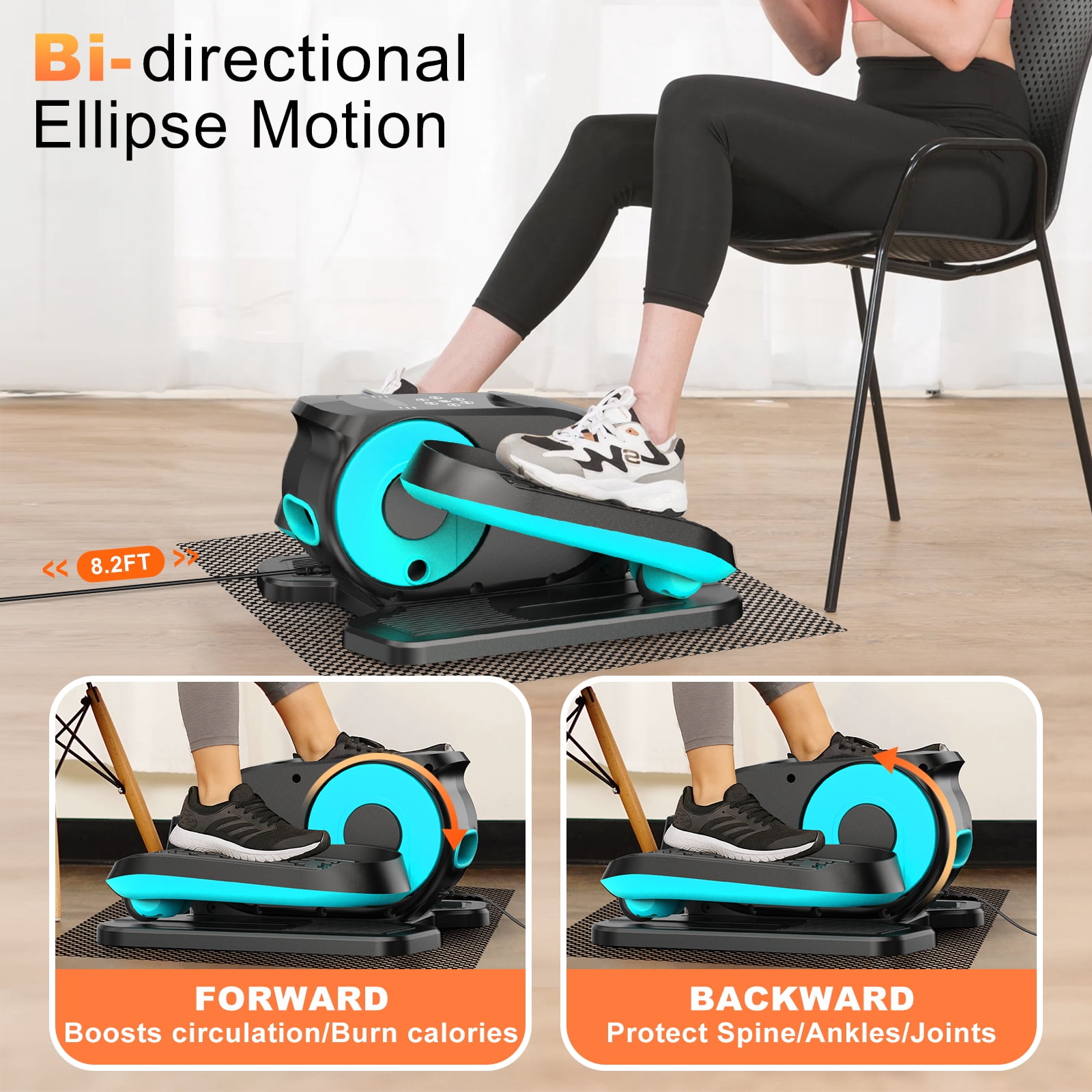 Under Desk Elliptical Machine, Ellipse Leg Exerciser While Sitting, Quiet Portable Electric Seated Pedal Exerciser,Fully Assembled with Remote Control & 12 Adjustable Speeds