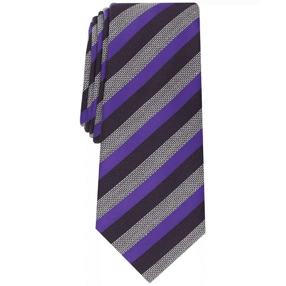 Alfani PURPLE Men's Pierrard Stripe Silk Blend Textured Slim Tie, O/S