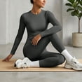 thumbnail image 5 of Workout Sets for Women 2 Piece Scrunch Butt Lifting Leggings Long Sleeve Slim Fit Tops Matching Set Gym Yoga Outfits, 5 of 6