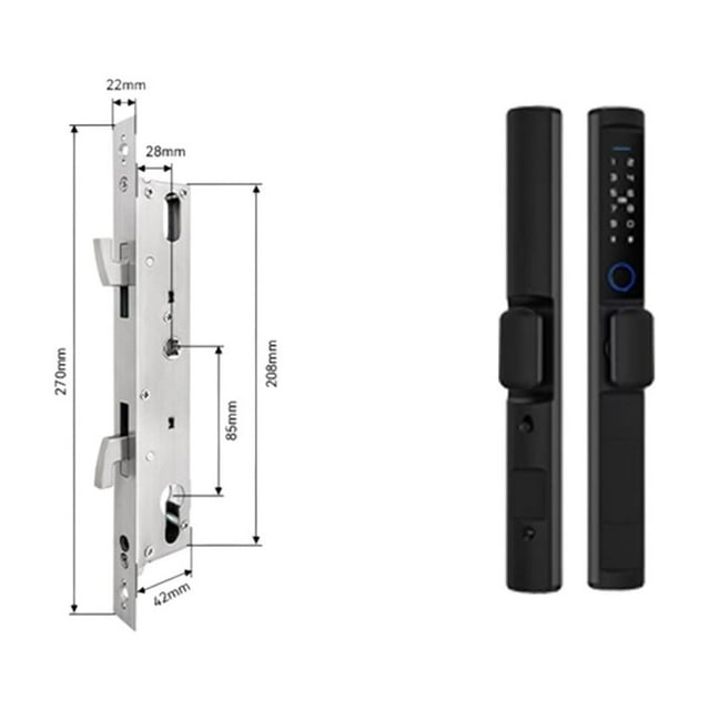 Door Lock, Waterproof Tuya Fingerprint Locks Round Handle Electronic Smart Sliding IC Card Code Lock For Aluminum Glass Push Pull Door ,Easy to Install