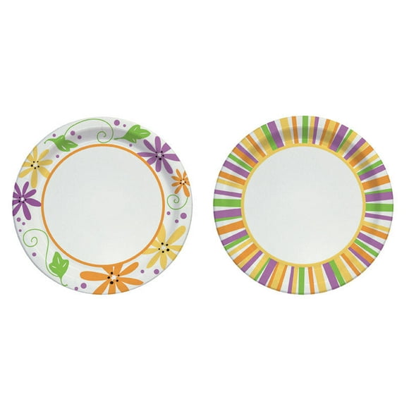Plato Solo Mixed Garden Party Stripes, papel de 18 cm, 48 unidades