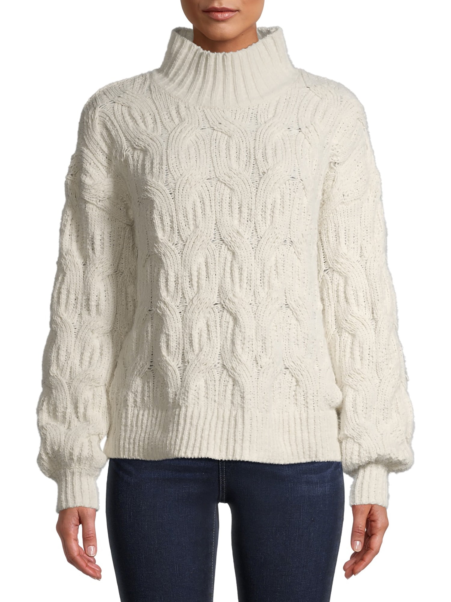 cable mock neck sweater
