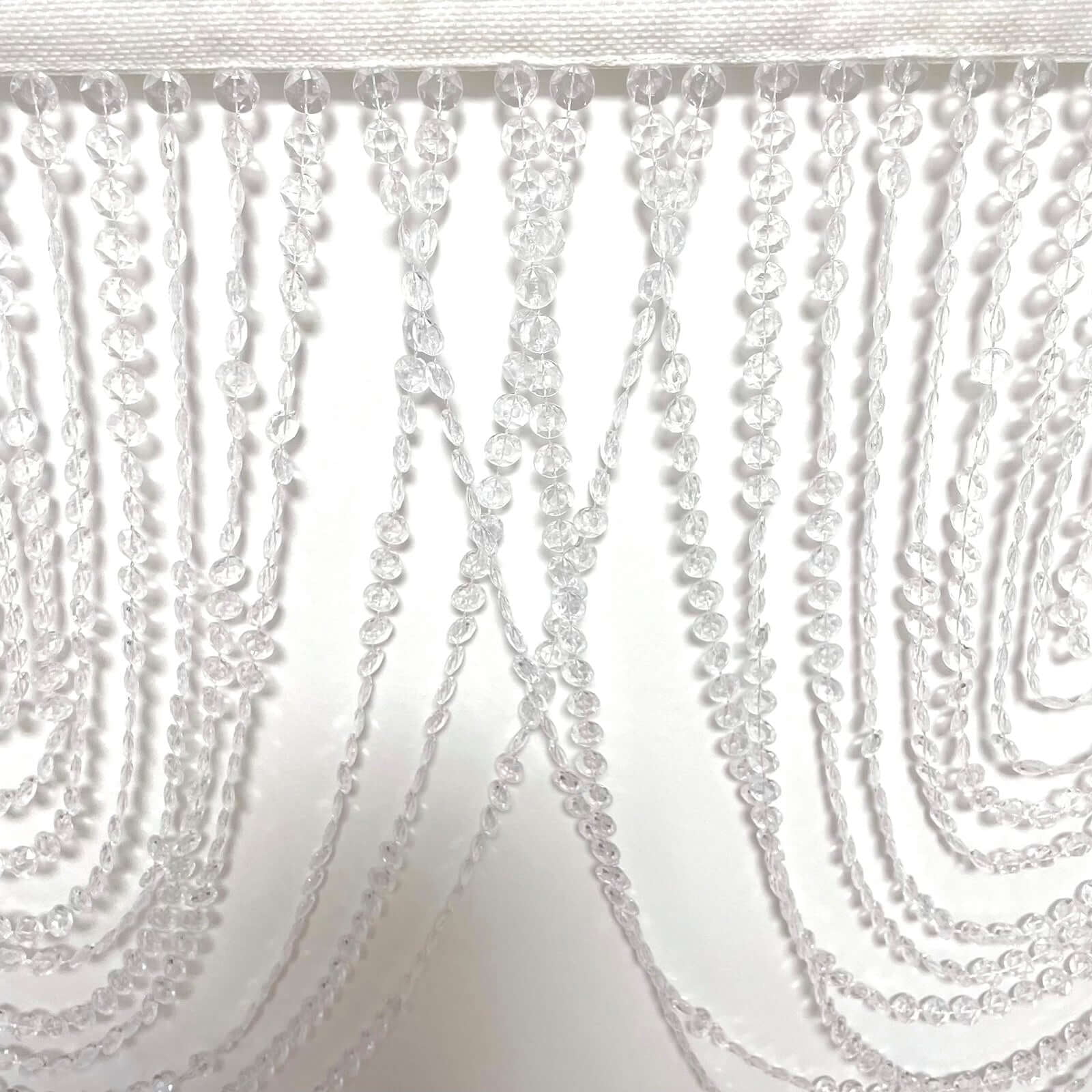 Efavormart 2 Pack Acrylic Crystal Beaded Curtain Valance with Fabric Top Rod Pocket, Triple Swag Diamond Cut Doorway Curtains - 23"x42"