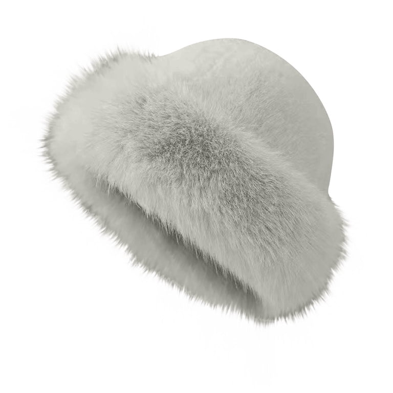 FAWUUDO Womens Fuzzy Bucket Hat Warm Winter Hat Fluffy Furry  display picture 3