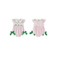thumbnail image 2 of BemeyourBBs Newborn Baby Girl Golf Outfit Smocked Bubble Romper Ruffle Short Sleeve Plaid Print Bodysuit Playsuit with Bow Cute Infant Girls Summer Clothes, 2 of 9